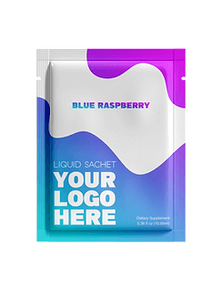 Blue Raspberry Private Label Liquid Sachet for your brand and logo.